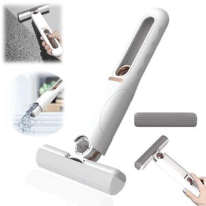 Portable Self-Squeeze Short Mop, Mini Hand Wash-Free Strong Absorbent Mop with 1 Cotton Head, Cleaning Sponge For Bathroom Kitchens Table