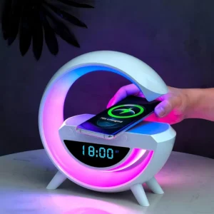 G Lamp Speaker - 3-in-1 Bluetooth Speaker with Fast Wireless Charging, RGB Light, and Sunrise Alarm Clock for Bedroom & Bedside Table