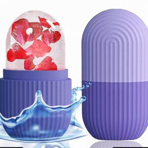 BEAUTY ICE ROLLER FOR FACE MASSAGER & EYE REUSABLE FACE ROLLERS FACIAL ROLLER ( Purple Color 2pc) - Color Box